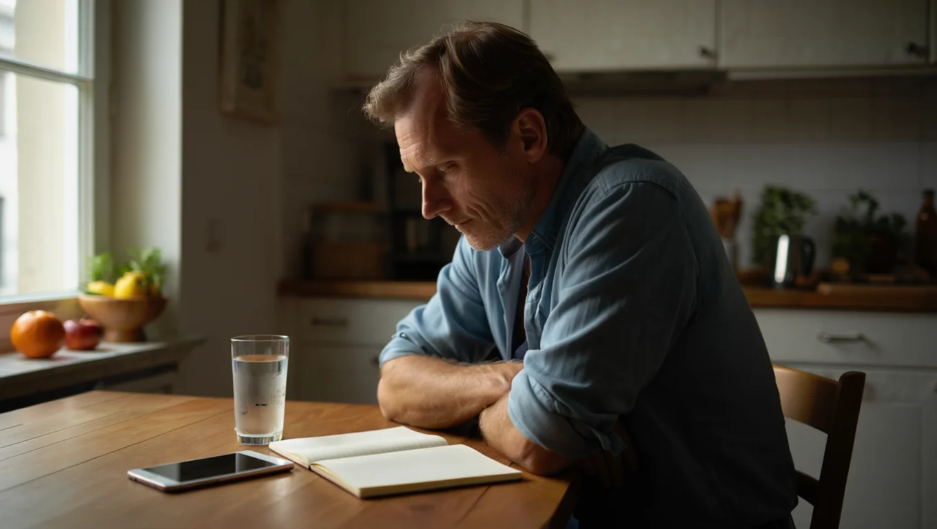 Мужчина сидит за столом